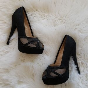 Black crystal shoes